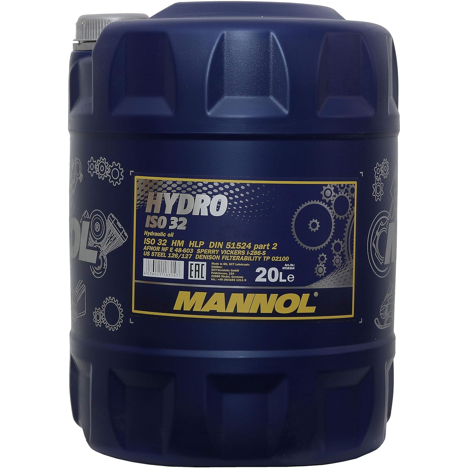 Mannol 20 Litres Hydro ISO 32 Hydraulic Oil 2101 DIN 51524-2 All Season Mineral Based