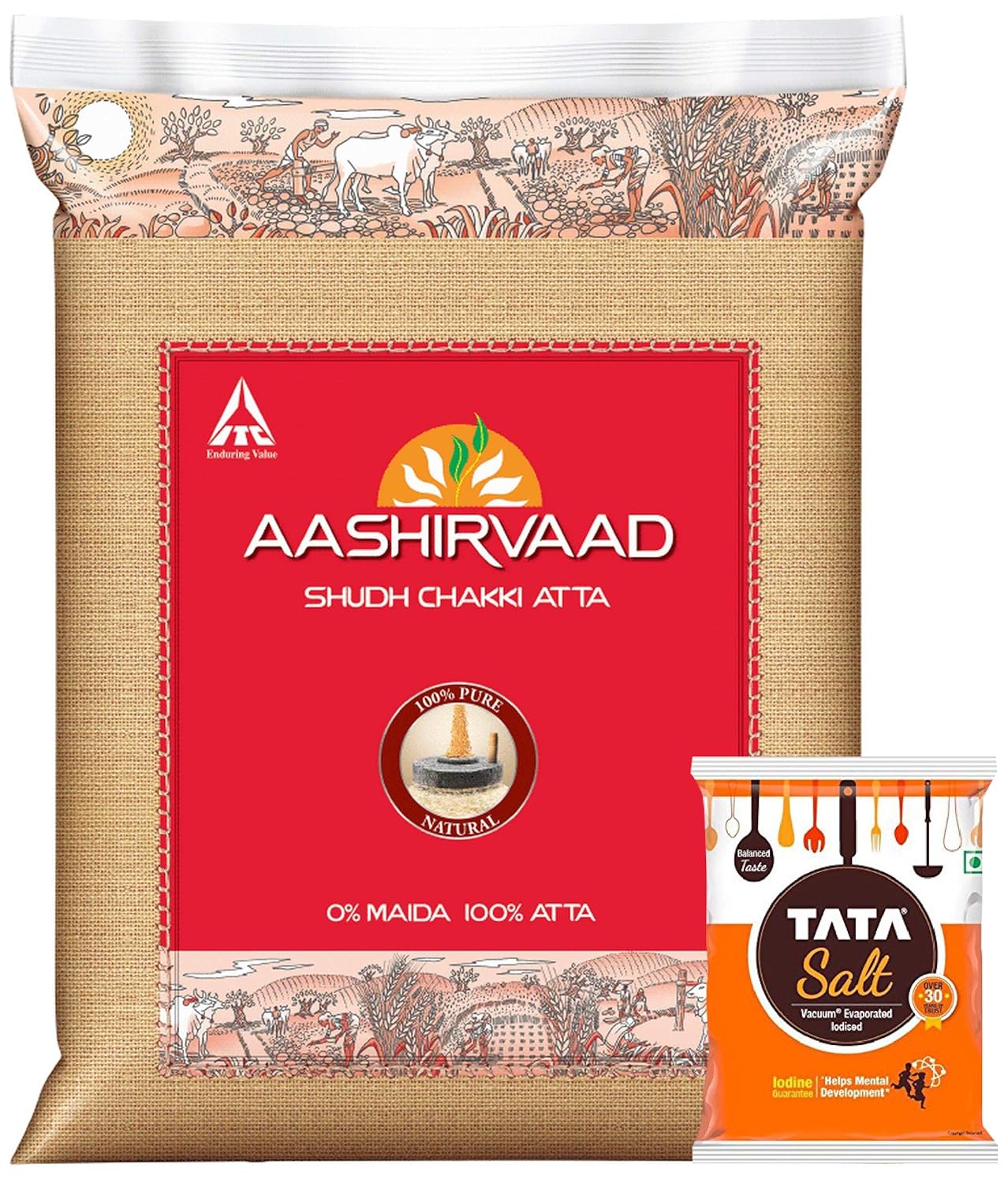 Aashirvaad Superior MP Atta, 5kg + Tata Salt, 1Kg Promo Pack