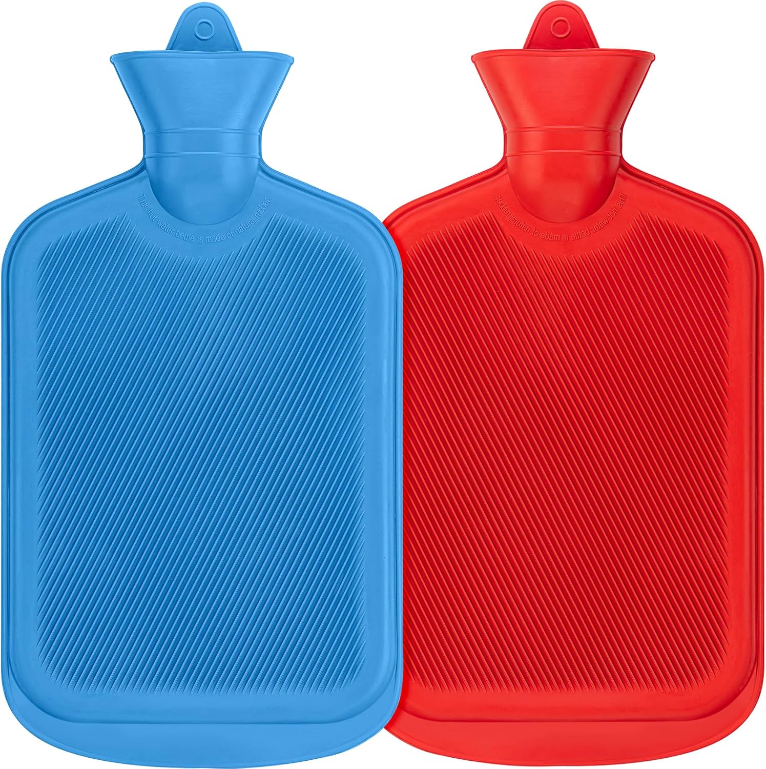 SteadMax [2 Pack] Hot Water Bottles, 2L (68oz) Natural Rubber -BPA Free- Durable Large Hot Water Bag for Hot Compress and Heat Therapy, Pain Relief Heating Pad, (Random Colors)