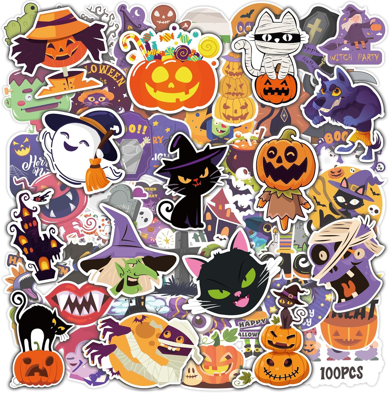OHOME Halloween Stickers | 100 PCS Halloween Party Favors - Halloween Stickers for Kids - Vinyl Halloween Games Toys Gifts Party Supplies - Kids Halloween Crafts Accessories Treats Bulk for Classroom