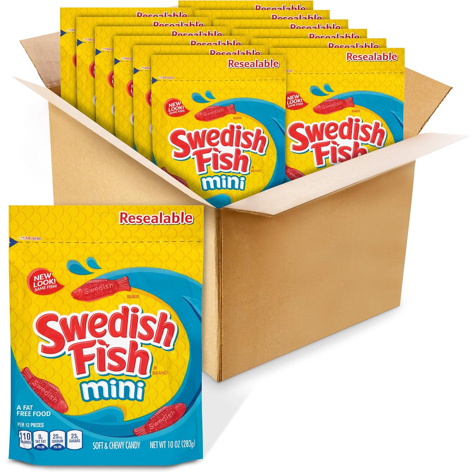 SWEDISH FISH Mini Soft & Chewy Candy, 12 - 10 oz Bags