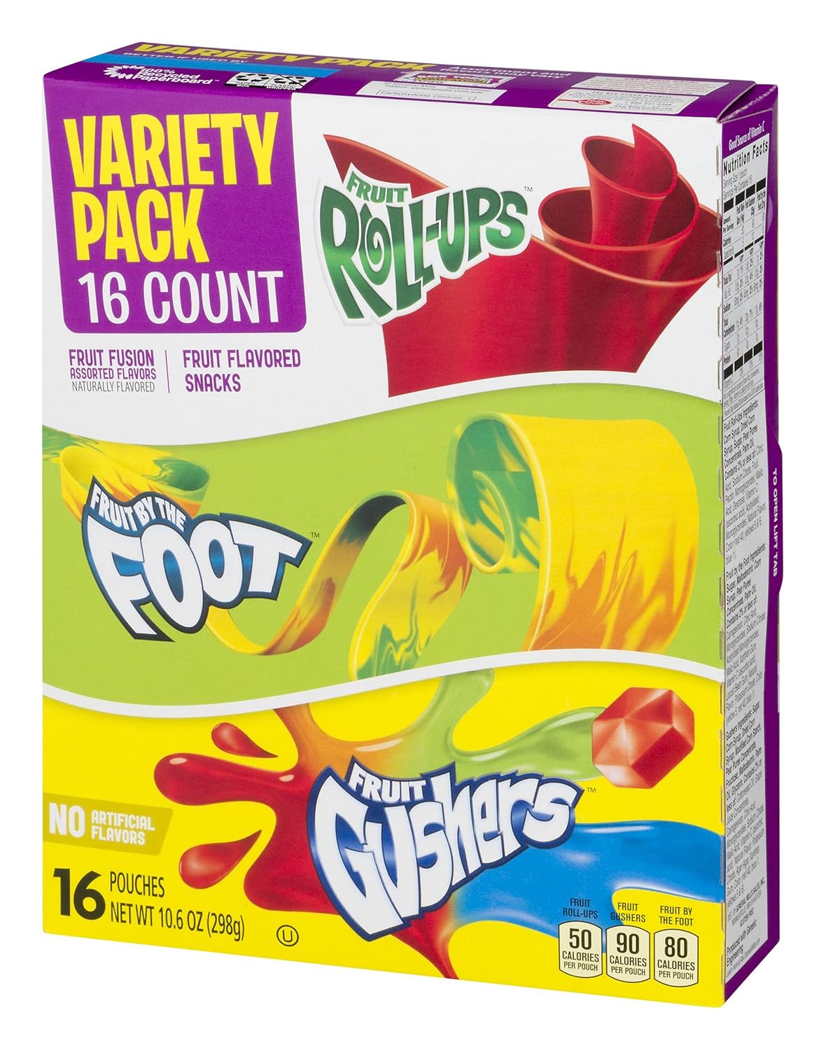 Betty Crocker Fruit Snacks, Fruit Roll-Ups, Fruit By The Foot and Fruit Gushers, Variety Snack Pack, 16 Pouches