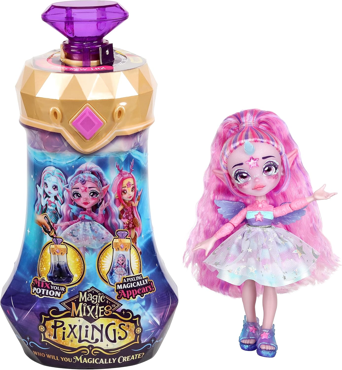 Magic Mixies Unia The Unicorn Pixling - Reveal 6.5" Doll from Potion Bottle
