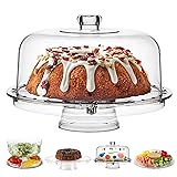 Homeries Acrylic Cake Stand with Lid, Cake Plate, (6 in 1) Multi-Functional Serving Platter, Large Cake Stand with Dome, Cake display stand with lid & Cake Dome - Use as Cake Holder, Cake Cover