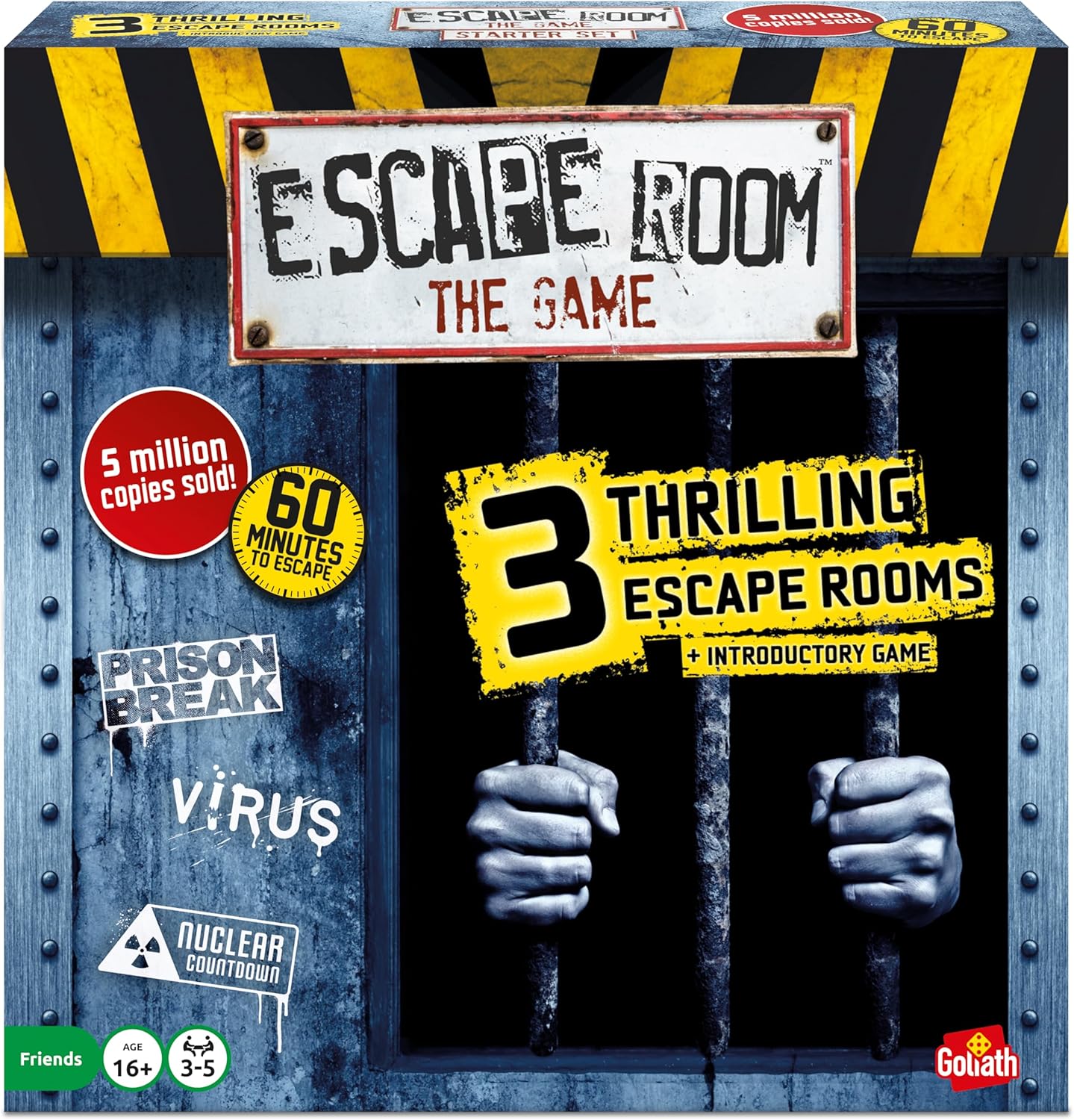 Goliath Games Presents: Escape Room - The Game | 3 Thrilling Escape Rooms in Your Own Home! | Board Games for Adults | For 3-5 Players | Ages 16+ | Styles May Vary