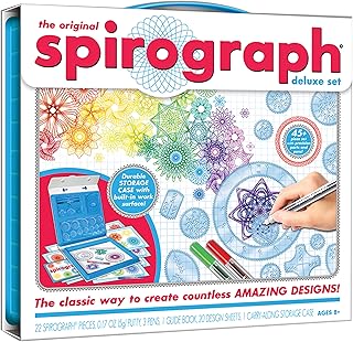 Spirograph Deluxe Set –Arts and Crafts, Kids Toys, Art Supplies, Craft Supplies, Drawing Kit, Spiral Art, Classic Gear Design Kit, Build-in Case, Pens, Design Sheet Included, Ages 8+