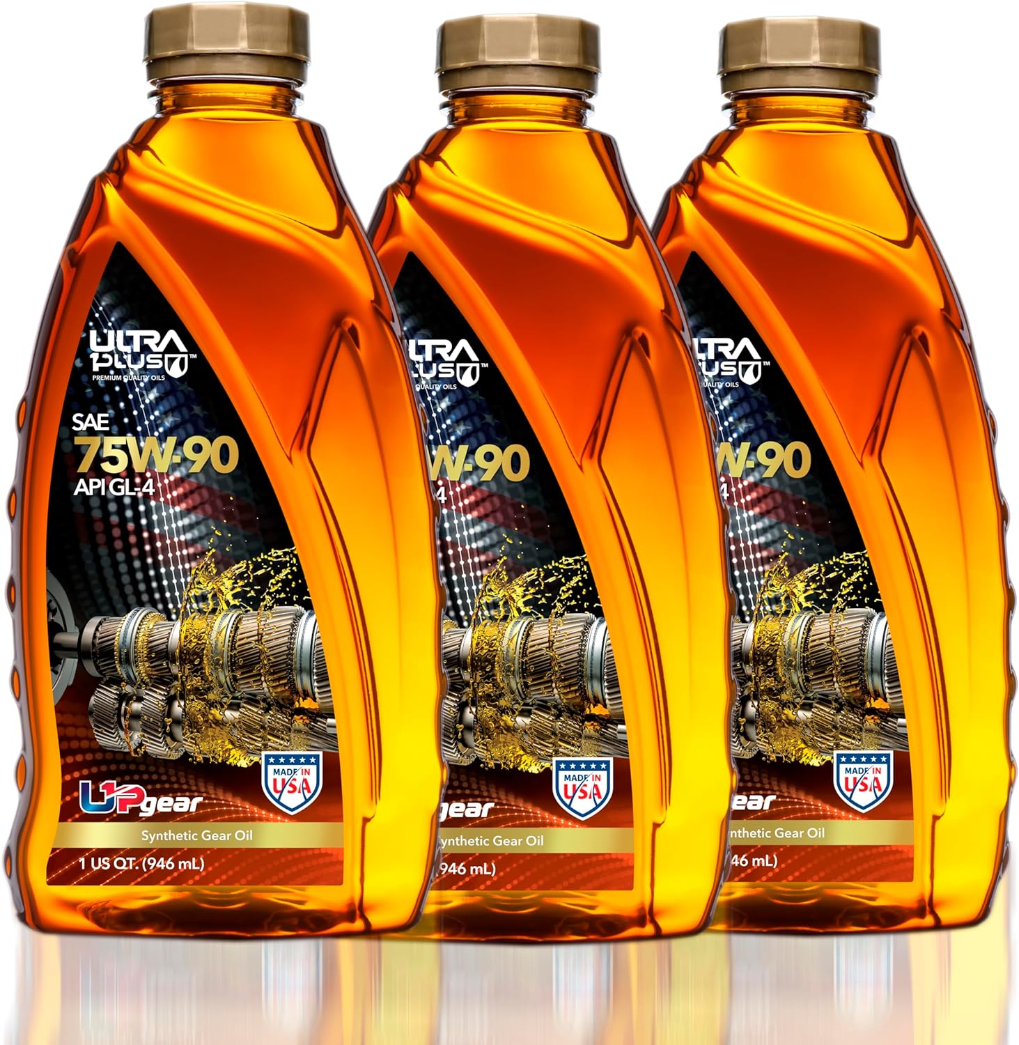 Ultra1Plus SAE 75W-90 Synthetic Gear Oil, API GL-4 (3 Pack QT)