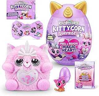 Rainbocorns Kittycorn Surprise Series 2 (American Shorthair) by ZURU, Collectible Plush Stuffed Animal, Surprise Egg, Sticker Pack, Slime, Ages 3+ for Girls, Children