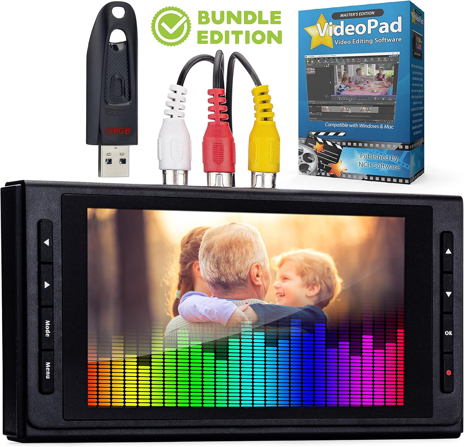 ClearClick Video to Digital Converter 3.0 (Third Generation) - Record Video & Audio from VCR's, VHS, AV, RCA, Hi8, Camcorder, DVD, Turntables, Cassette Tapes (Bundle) [Requires Working VCR/Camcorder]