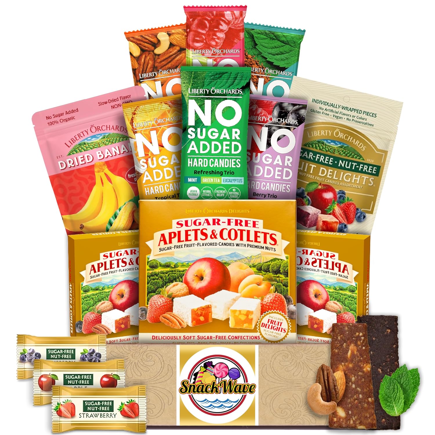 Liberty Orchards Sugar Free/No Sugar Added Set Turkish Delight Candy & Snacks - SnackWave Pack: 10-Count Variety Pack Assorted Flavors