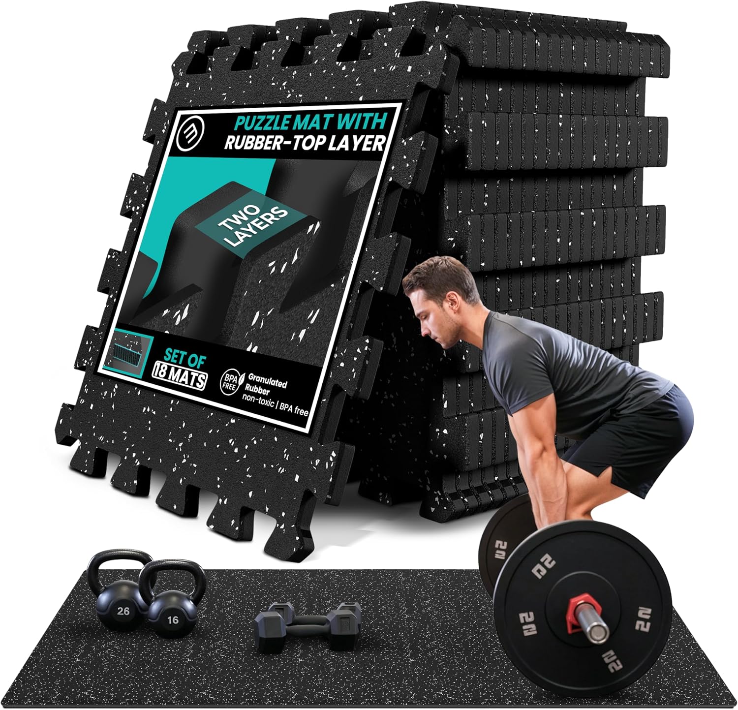 bemaxx Gym Mats Set - EVA Interlocking Foam Floor Tiles Workout Mat Puzzle