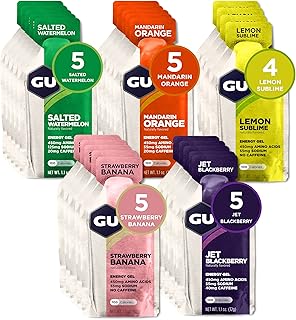 GU Energy Original Sports Nutrition Energy Gel, Vegan, Gluten-Free, Kosher, and Dairy-Free On-the-Go Energy for Any Workout, 24-Count, Assorted Fruity Flavors