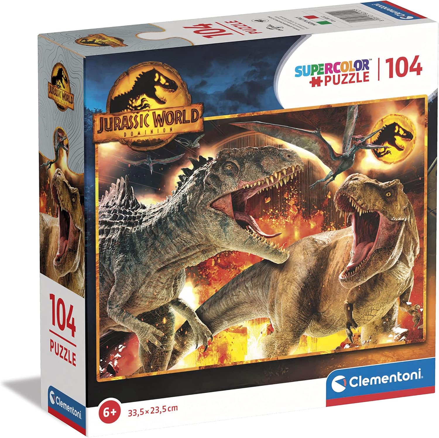Clementoni 80512 Supercolor Jurassic World Dominion -104-Piece - Children Jigsaw Puzzle Age 6, Made in Italy, Multicolour [Amazon Exclusive]