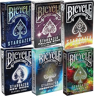 Bicycle Stargazer Collection: 6-Deck Collector's Bundle with New Moon, Observatory, Nebula, Sunspot, and Falling Star Designs