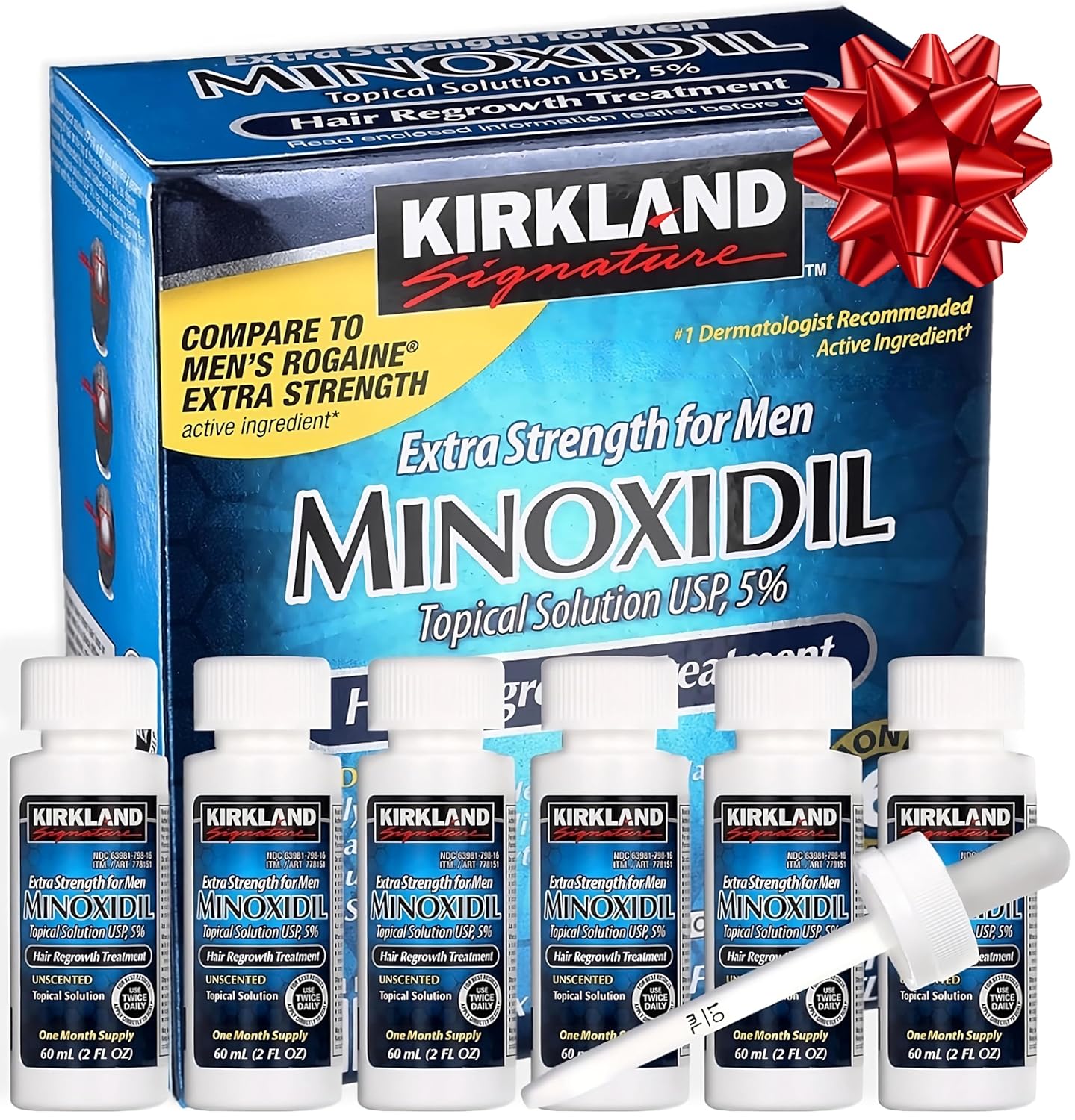 Minoxidil Liquid Extra Strength Hair Regrowth Treatment for Men, 5% Topical Solution, 6 Months Supply - Dropper Applicator and Bonus Free Instructional Guide Included