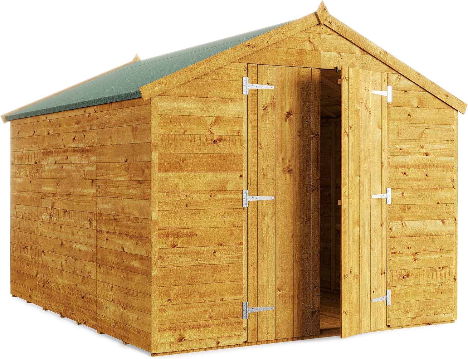 BillyOh Master 10x8 Wooden Garden Shed with Apex Roof – Secure Windowless Garden Storage Shed Design, Wide Double Doors, Tongue and Groove Wood Cladding, Easy Assembly & Complete Kit Outdoor Storage