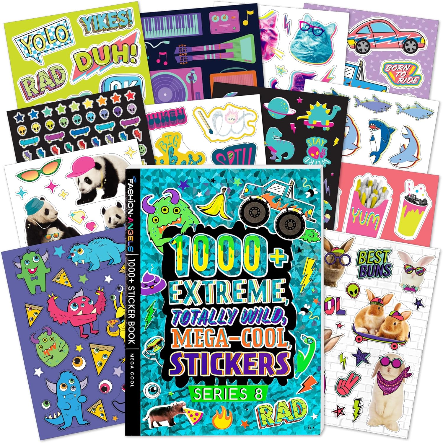 Fashion Angels 1000+ Mega Cool Stickers for Kids - Fun Craft Stickers for Scrapbooks, Planners, Gifts and Rewards, 40-Page Sticker Book for Kids Ages 6+ and Up