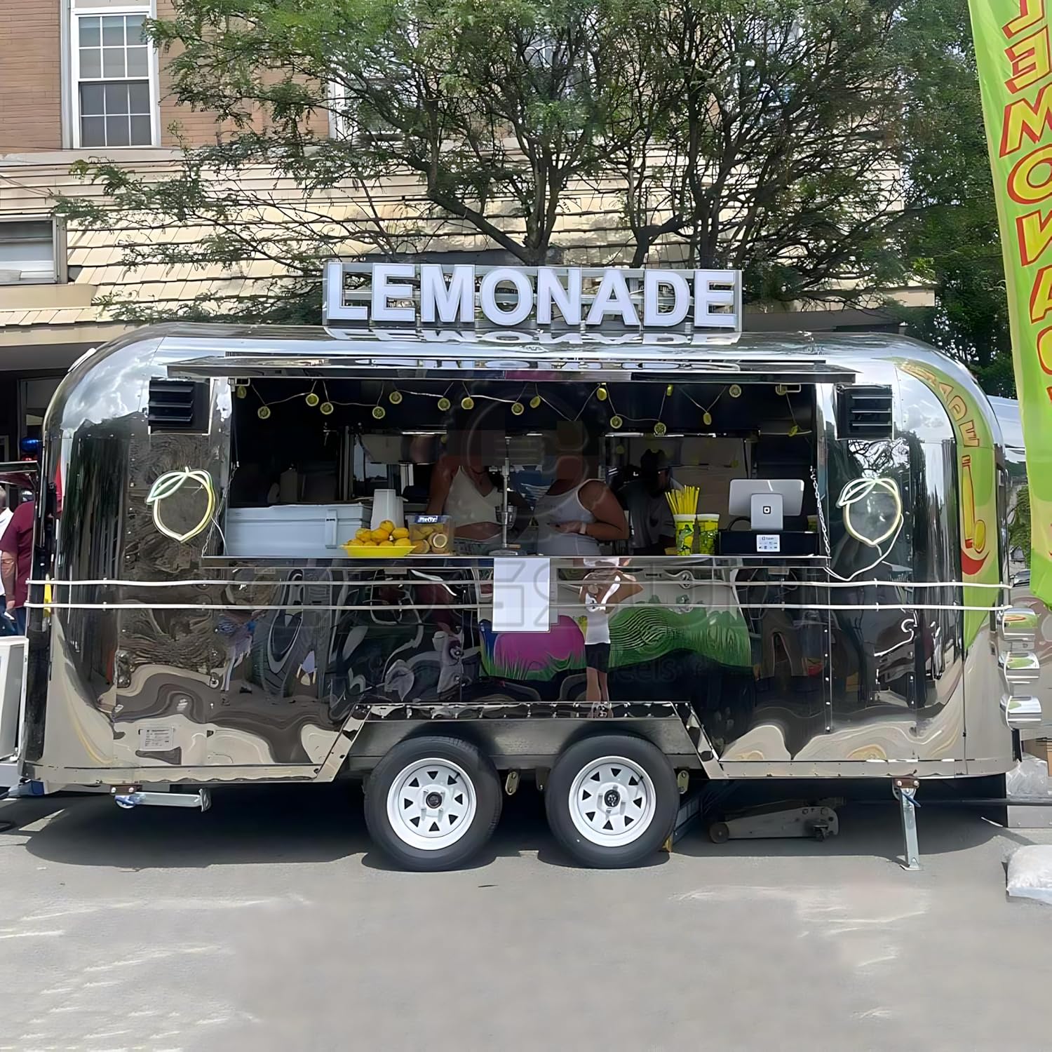 Lemonade Mirror Drink Truck, Mirror Vending Trailer for Sale, DIY Vintage Truck with Kitchen, Near Me Commercial Food Truck Trailer