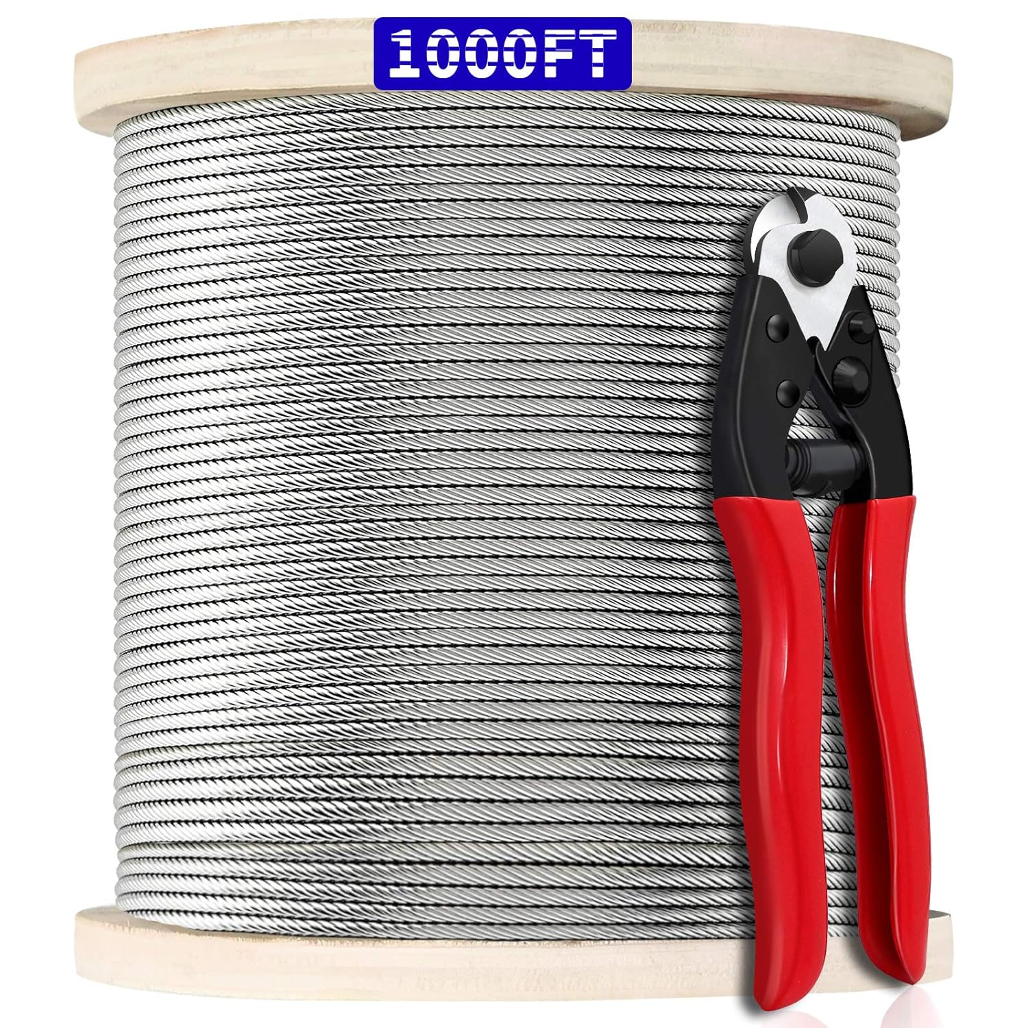 1000FT 1/8" T316 Stainless Steel Cable, Wire Rope Aircraft Cable for Deck Cable Railing Kit, 7 x 7 Strands Construction,DIY Balustrades, Come with a Cutter…