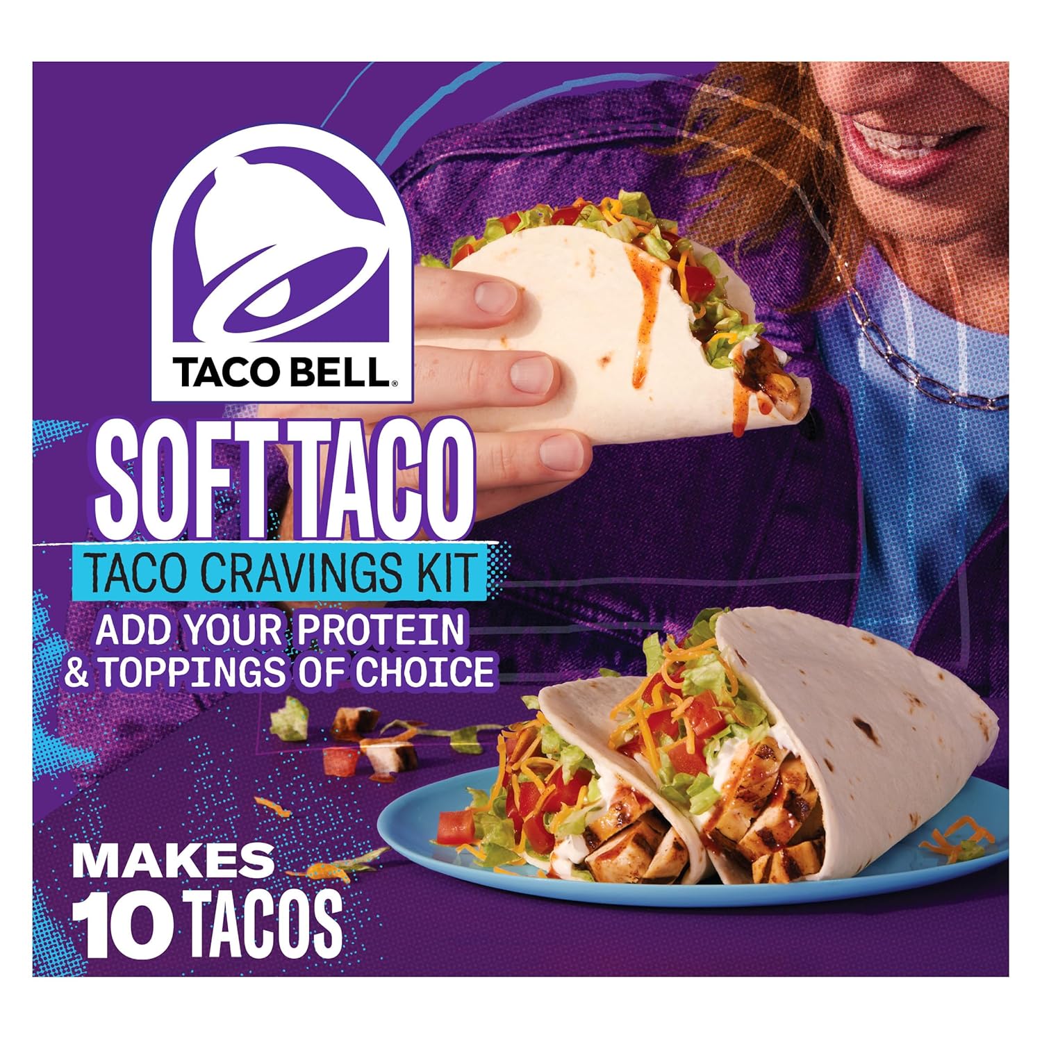 Taco Bell Soft Taco Dinner Kit with 10 Soft Tortillas (Taco Bell Mild Sauce & Seasoning, 14.6 oz Box)