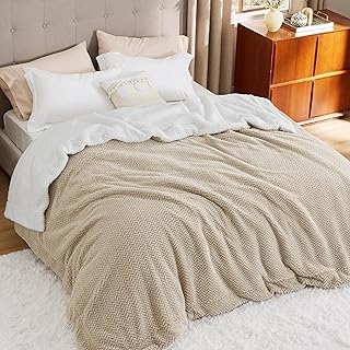 Bedsure Sherpa Blanket Queen Size for Bed - Herringbone Fleece Thick Warm Blanket for Winter, Fuzzy Soft Cozy Gift Blanket for Women, Beige, 90x90 Inches