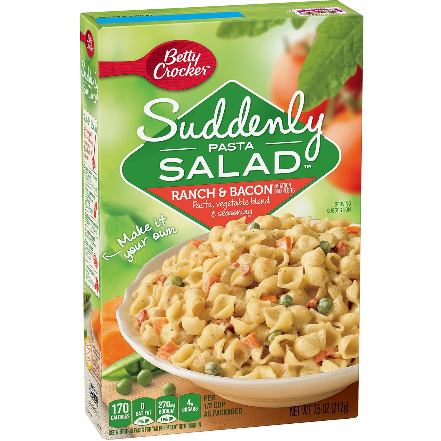 Betty Crocker Dry Meals Suddenly Pasta Salad Ranch and Bacon, 7.5 oz