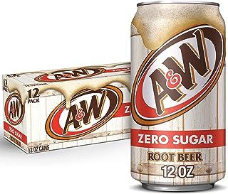 A&W Zero Sugar Root Beer Soda, 12 fl oz cans (Pack of 12)