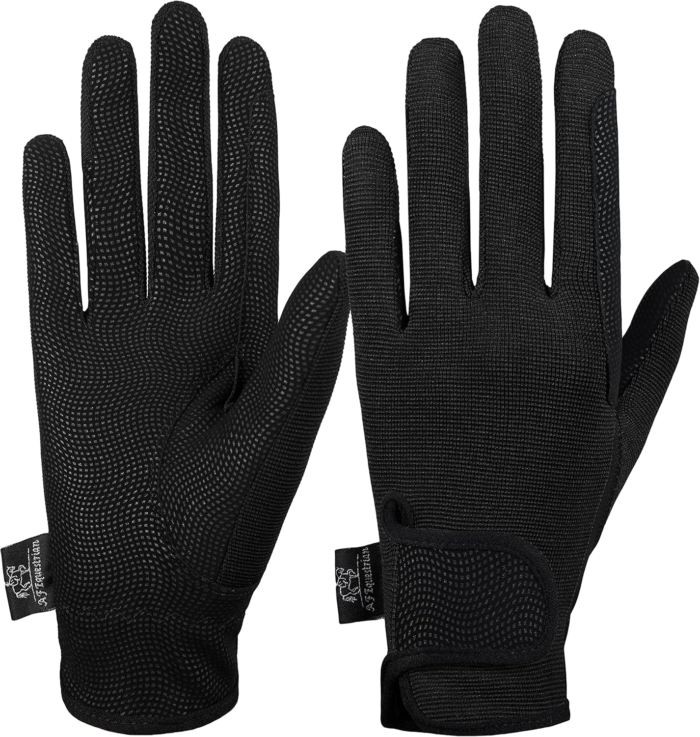 AFE Ladies Horse Riding Gloves Track Fabric Gloves Synthetic Leather Equestrian Black Stretch Fabric Pink Purple Lilac