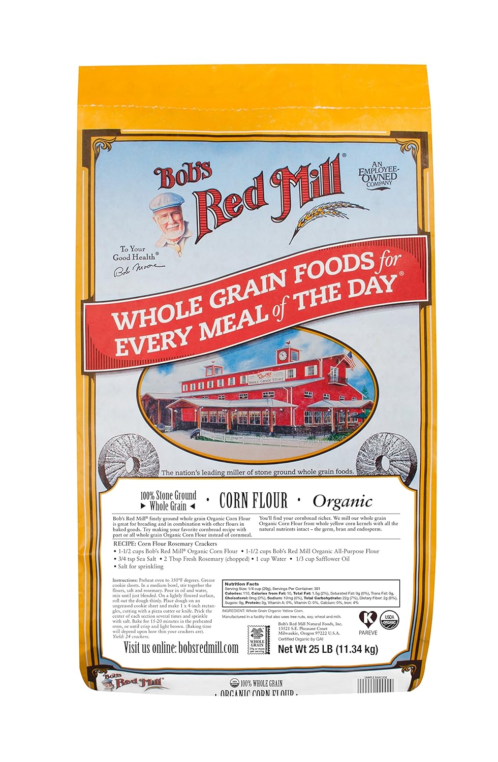 Bob's Red Mill Organic Corn Flour 25pound Bulk Bag, 400 Ounce