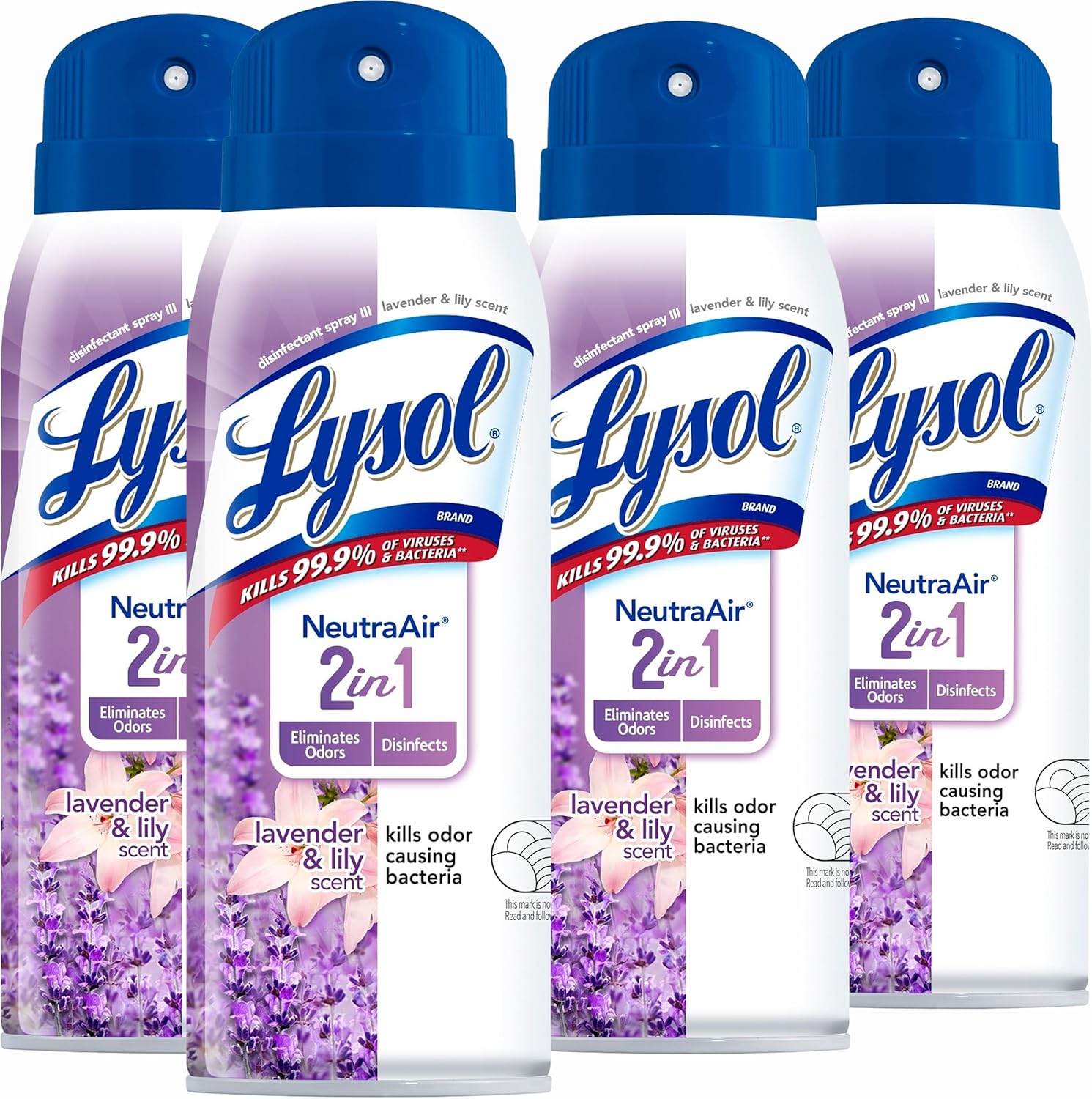 Lysol Neutra Air 2 in 1 Disinfectant Spray, Lavender and Lily Scent, Eliminates Odors, 10 Ounces (Pack of 4)