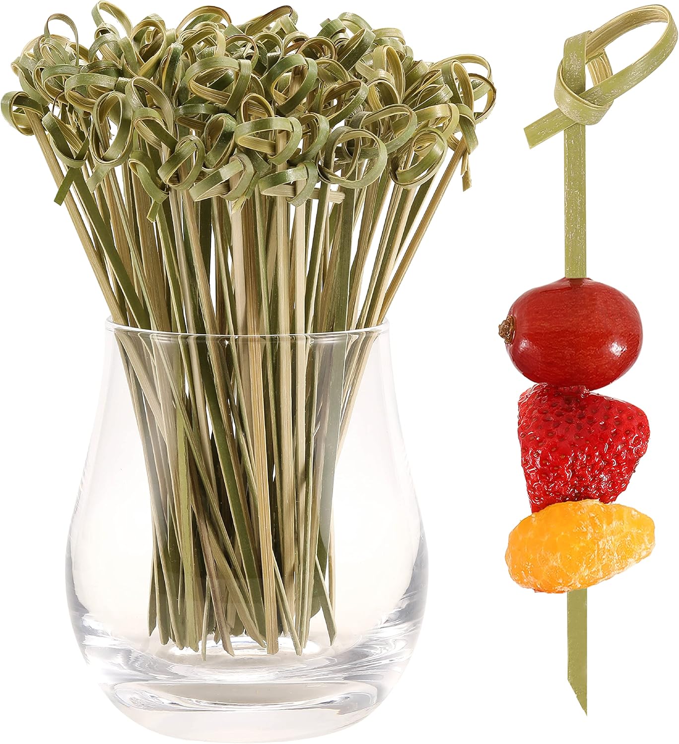 100 PCS Cocktail Picks, 4.7 Inch Toothpicks for Appetizers, Natural Bamboo Knot Skewers, Mini Food Sticks, Fancy Tooth Picks for Drinks,Fruit,Charcuterie,Cocktail Garnish Accessories, Party Supplies