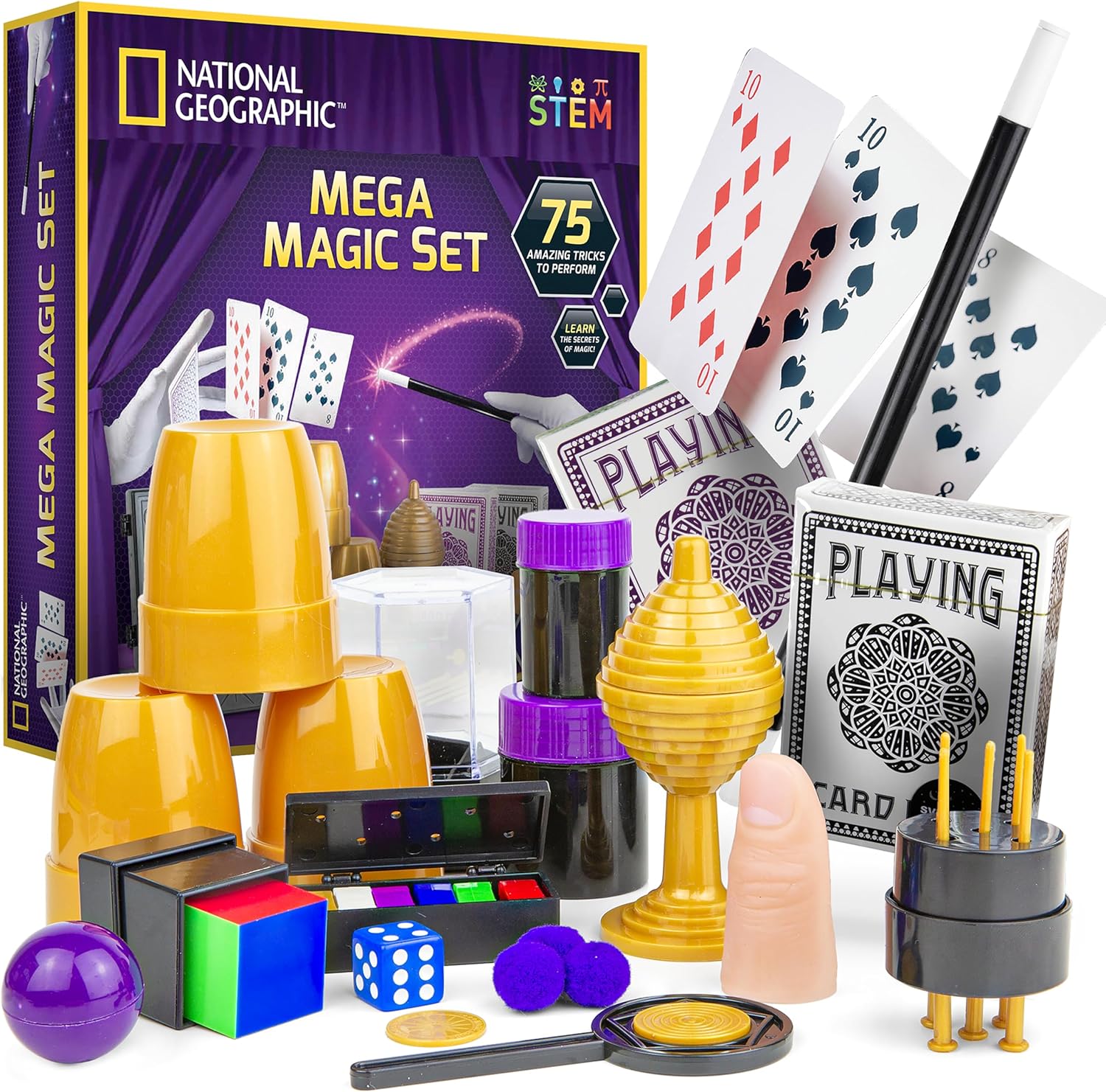 National Geographic Mega Magic Set - More Than 75 Magic Tricks for Kids to Perform with Step-by-Step Video Instructions for Each Trick Shown by a Professional Magician (Amazon Exclusive)