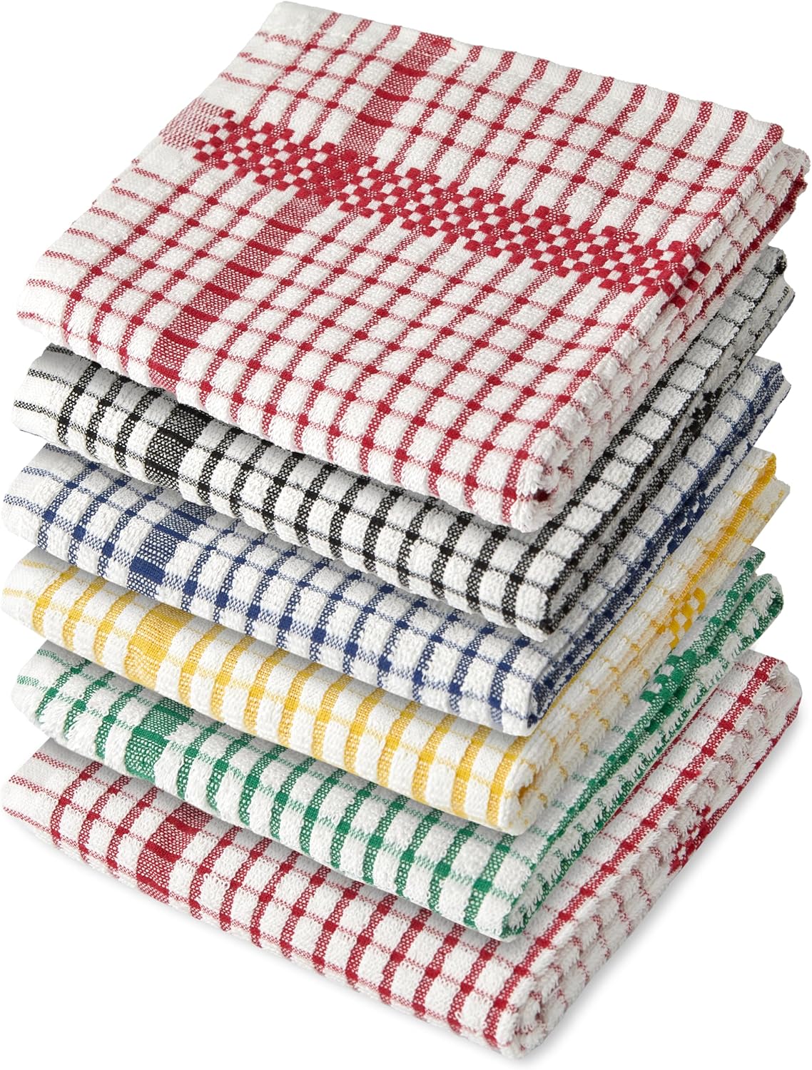 Emma Barclay Tea Towels for Kitchen Packs of 6 100% Cotton Terry Tea Towels Multicoloured Kitchen Home Household Essentials Dish Towels Kitchen Cloths Superdry Check Design 6 Pack