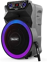 Dolphin SP-18RBT 18-Inch Party Bluetooth Speaker - Rechargeable with Deep Bass, 4500W Peak Power, Wireless Microphones, USB/SD, AUX & Guitar Inputs, Extended Battery Life, 12V Input
