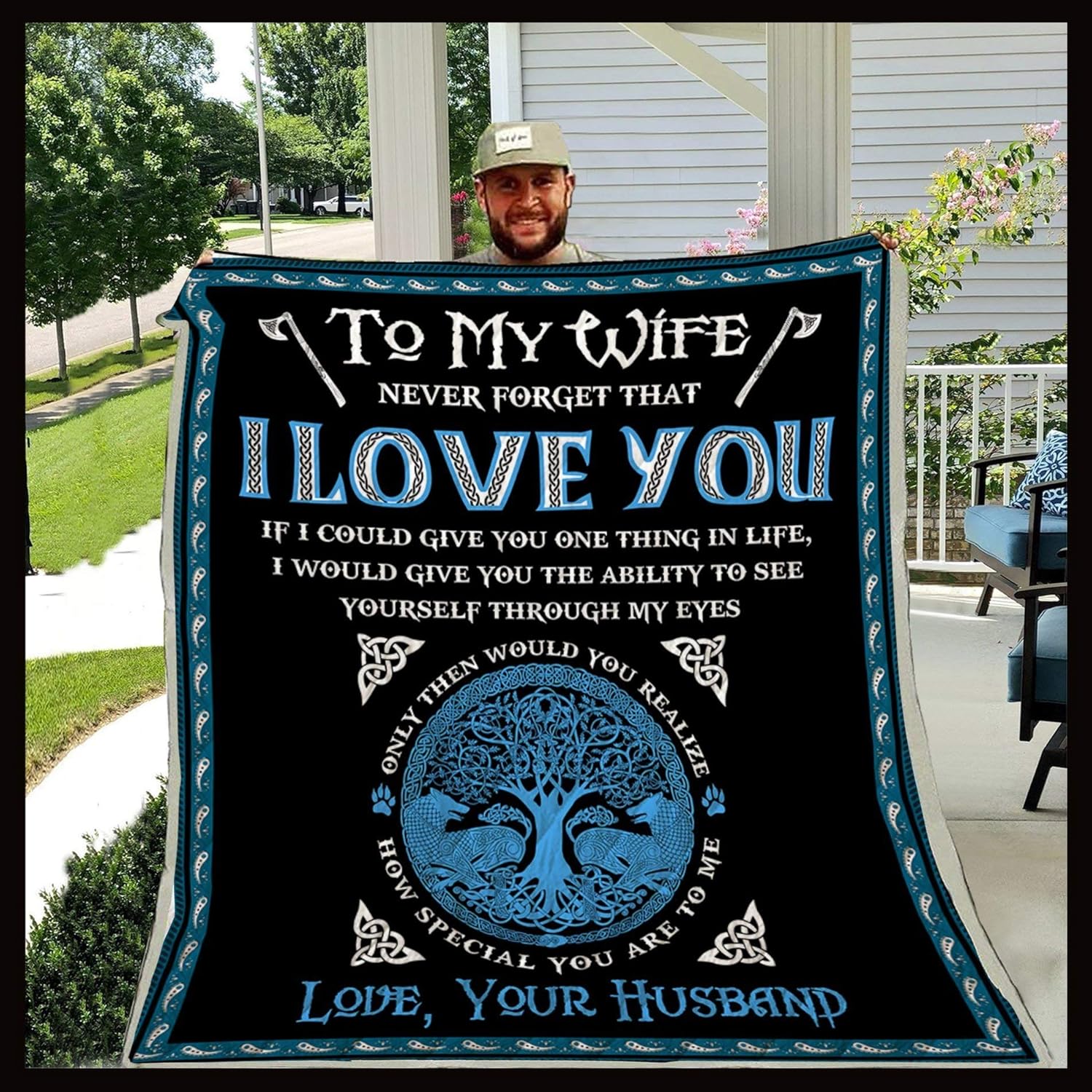 RosaBella Personalized to My Wife Viking Fleece Blanket from Husband Never Forget That I Love You Great Customized Gifts for Mother's Day Birthday Christmas Thanksgiving