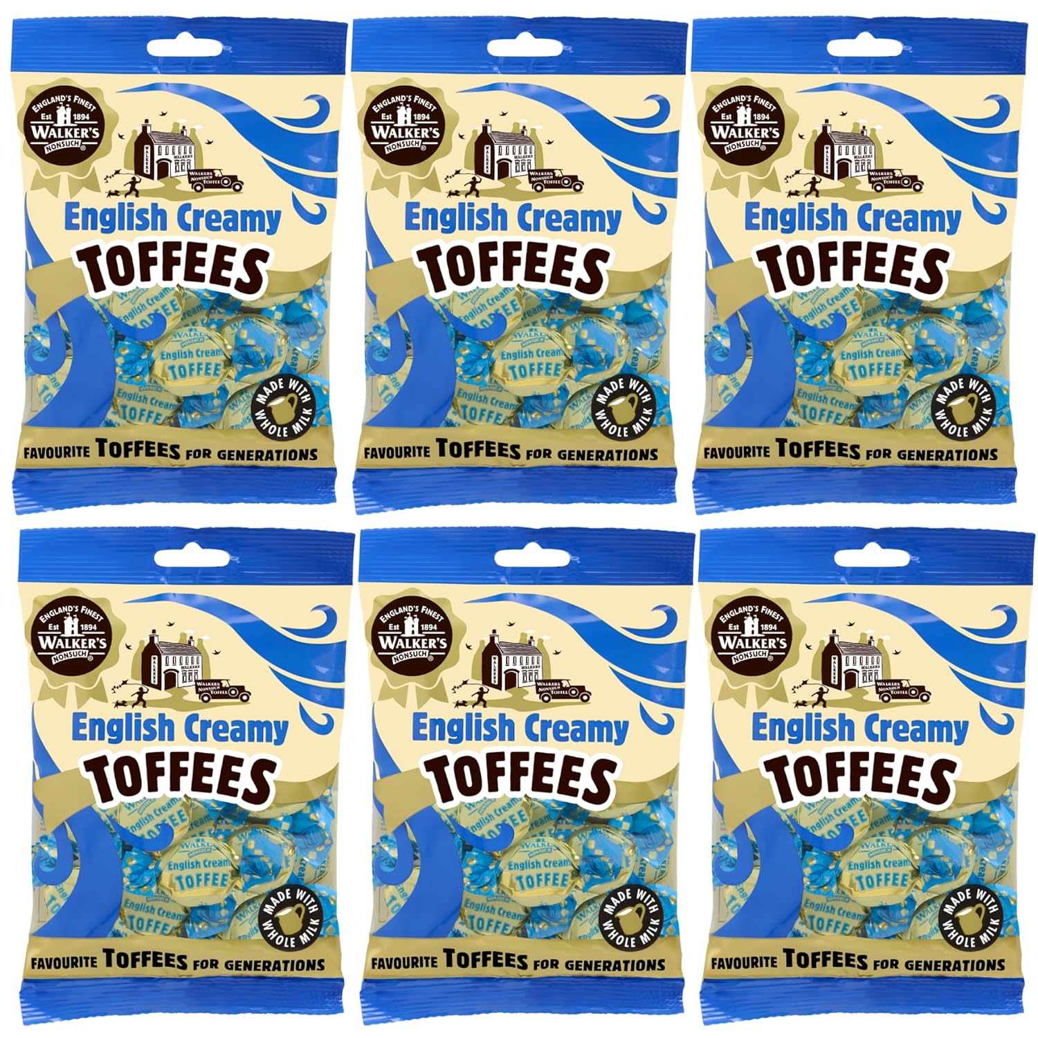 Walkers' Nonsuch English Creamy Toffees | with Whole Milk & Butter | Imported from UK | Traditional British Sweets | Classic English Toffee | 5.29 Oz (Pack of 6)