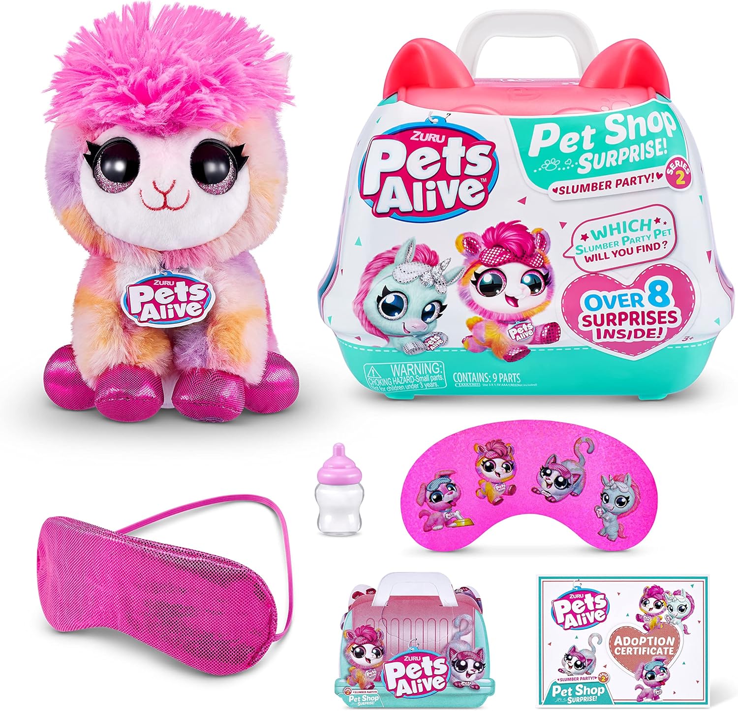 Pets Alive Pet Shop Surprise Series 2 Slumber Party Age 3+, Cocobi the Llama, Ultra Soft Plushies, 17 cm, Over 8 Surprises, Interactive Toy Pets with Electronic Speak and Repeat (Llama)