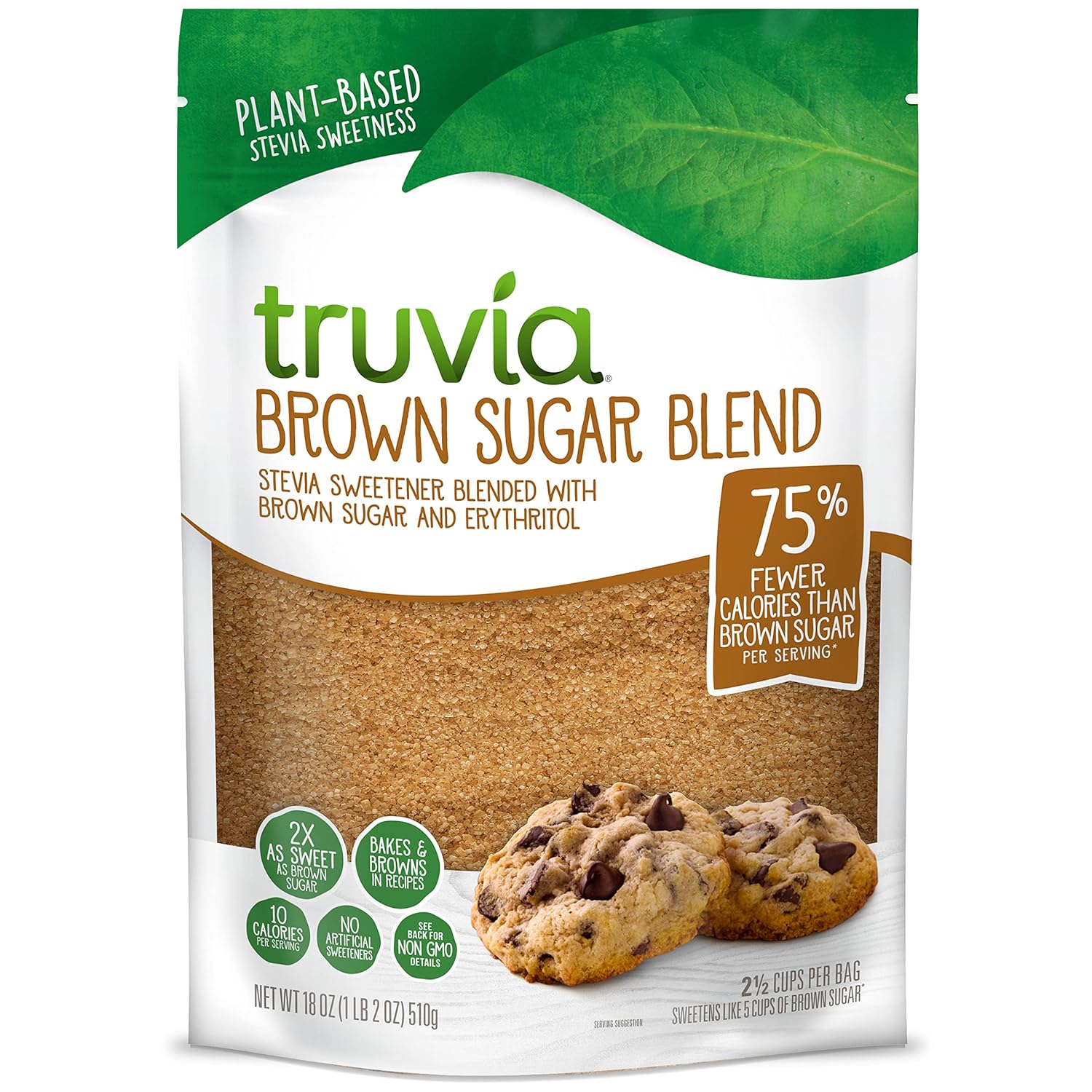 Truvia Brown Sugar Blend, Mix of Natural Stevia Sweetener and Brown Sugar, 18 oz Bag