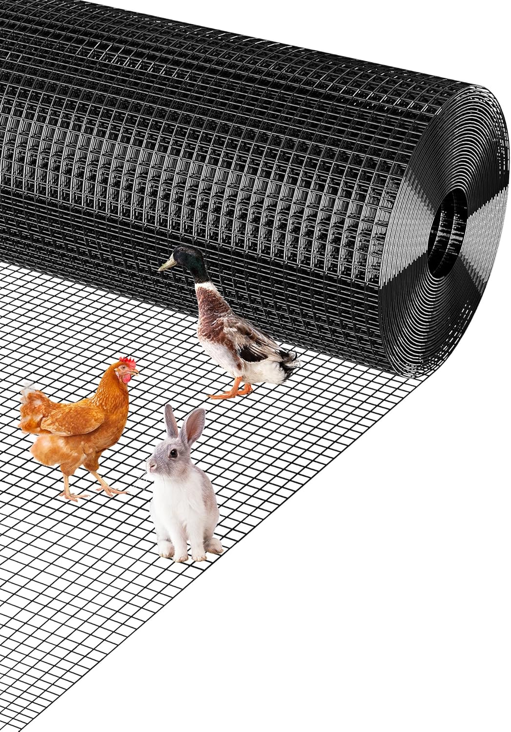 1/2 inch 36 inch x 50 FT Hardware Cloth, 19GA Chicken Wire Fencing, Galvanized Welded Wire Mesh Roll for Poultry Netting Cage, Chicken Coop, Silver (36"x50ft Black)