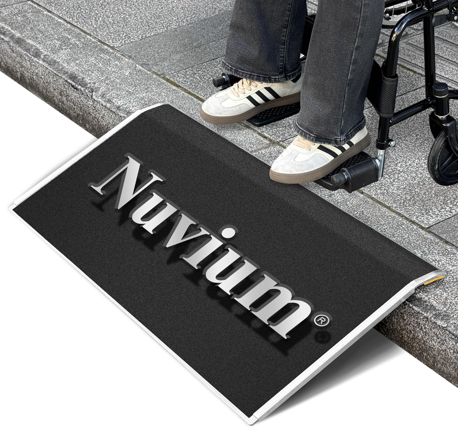 15.4" L x 32" W Threshold Ramp for Doorways, Portable, Anti-Slip Ramps for Wheelchairs for Home, 700 LBS Load Capacity, Aluminum Door Ramp and Curb Ramp for Scooters, Power Chairs, Walkers