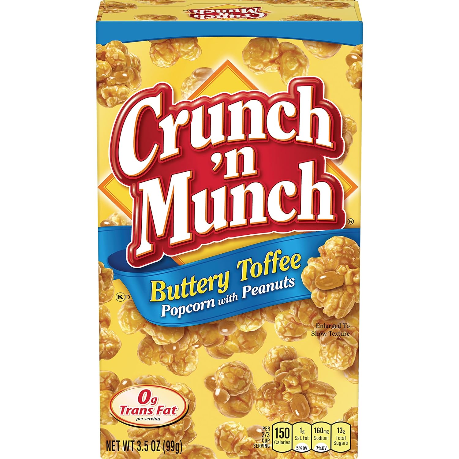 CRUNCH 'N MUNCH Buttery Toffee Popcorn with Peanuts, 3.5 oz. (Pack of 12)