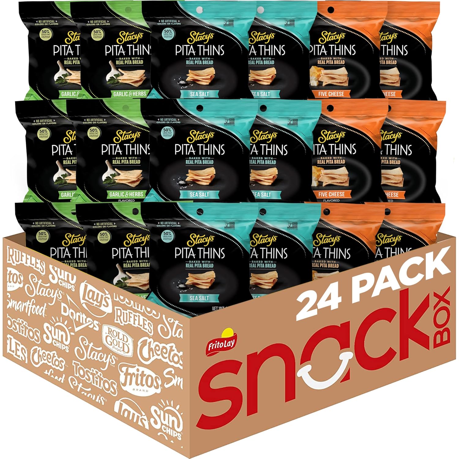 Stacy's Pita Thins Variety Pack, No Artificial Colors or Flavors, 1 Oz (24 Count)