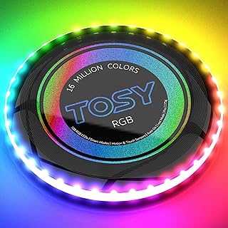 TOSY 16 Million Color Flying Disc - 36 RGB LEDs, Extremely Bright, Smart Modes, Countless Styles, Auto Light Up, Rechargeable, Perfect Birthday & Camping Gift for Men/Boys/Teens/Kids, 175g frisbees