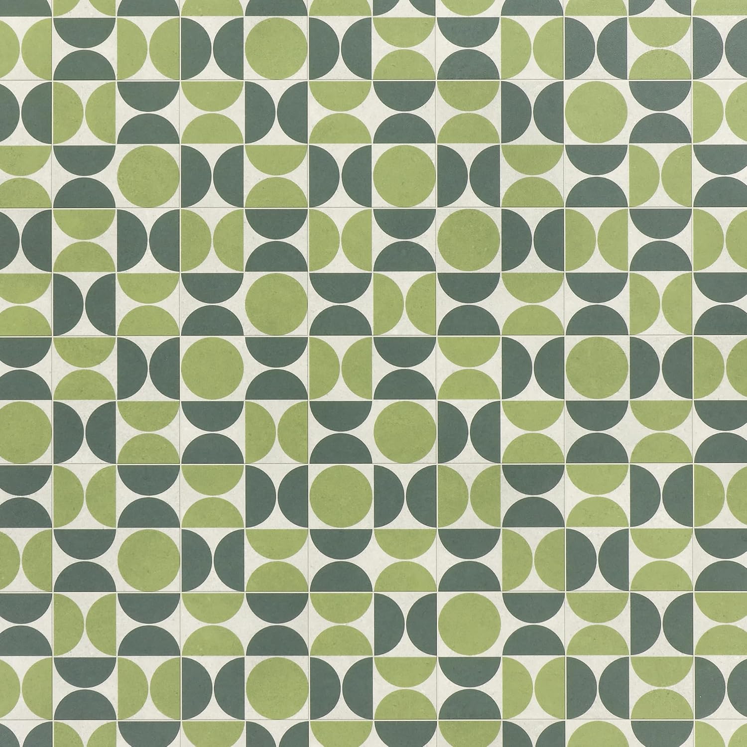 Green Patterned Vinyl Flooring Roll Geometric Vintage Tile Effect Felt Backed Lino Flooring Sample Avocado Green