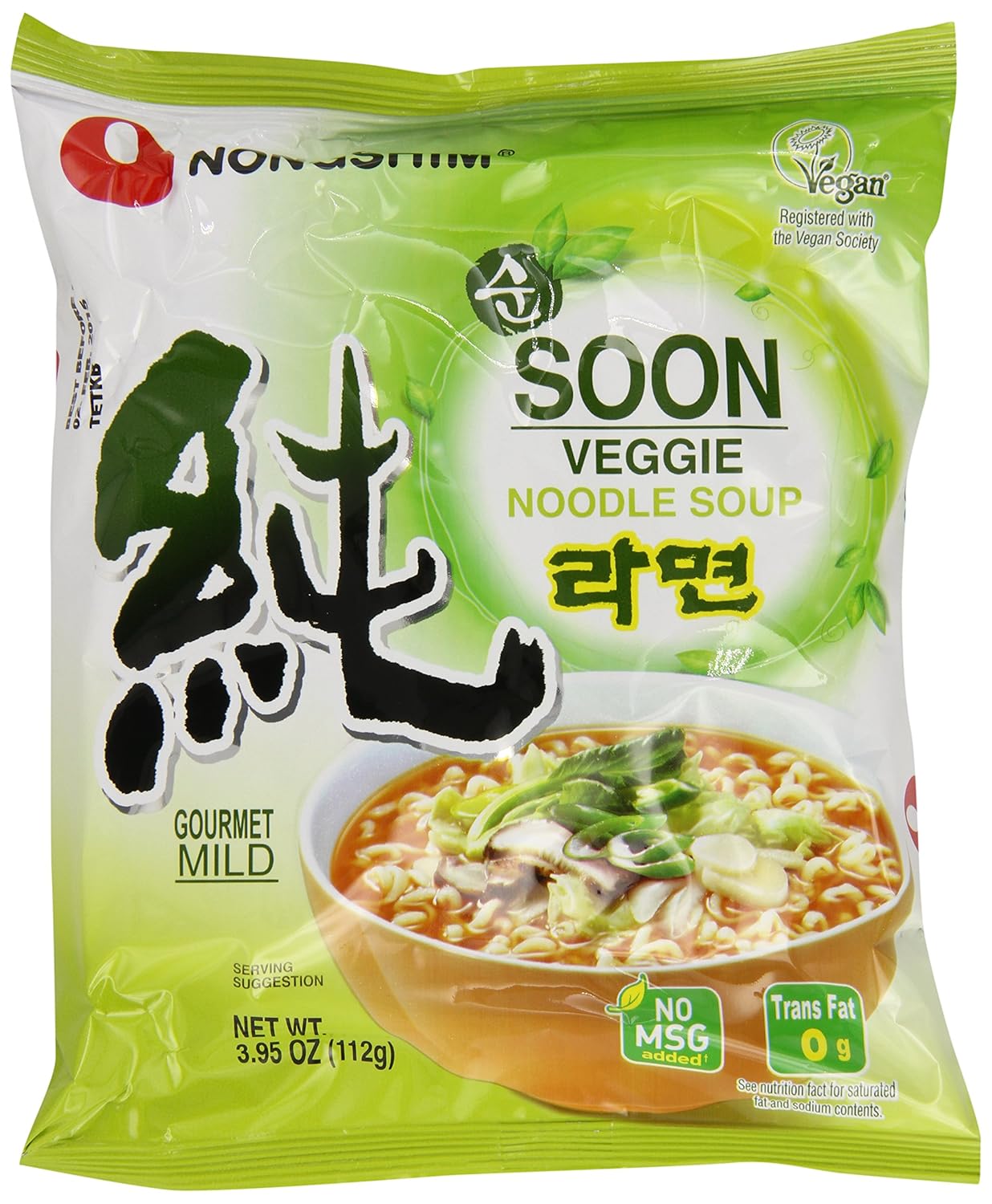 Nongshim Soon Veggie Noodle Soup, 3.95 Ounce (Pack of 20)