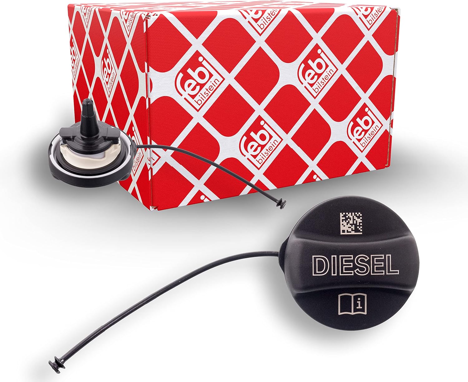 febi bilstein 45549 Fuel Filler Cap with securing strap, not lockable, 1 unit, black