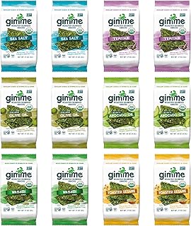 Gimme Seaweed - 6 Flavor Variety Pack - 12 Count - Organic Roasted Seaweed Sheets - Keto, Vegan, Gluten Free - Great Source of Iodine & Omega 3’s - Healthy On-The-Go Snack for Kids & Adults