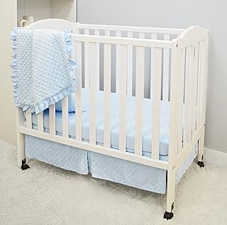 American Baby Company Heavenly Soft Minky Dot 3-Piece Mini/Portable Crib Bedding Set, Blue, for Boys and Girls
