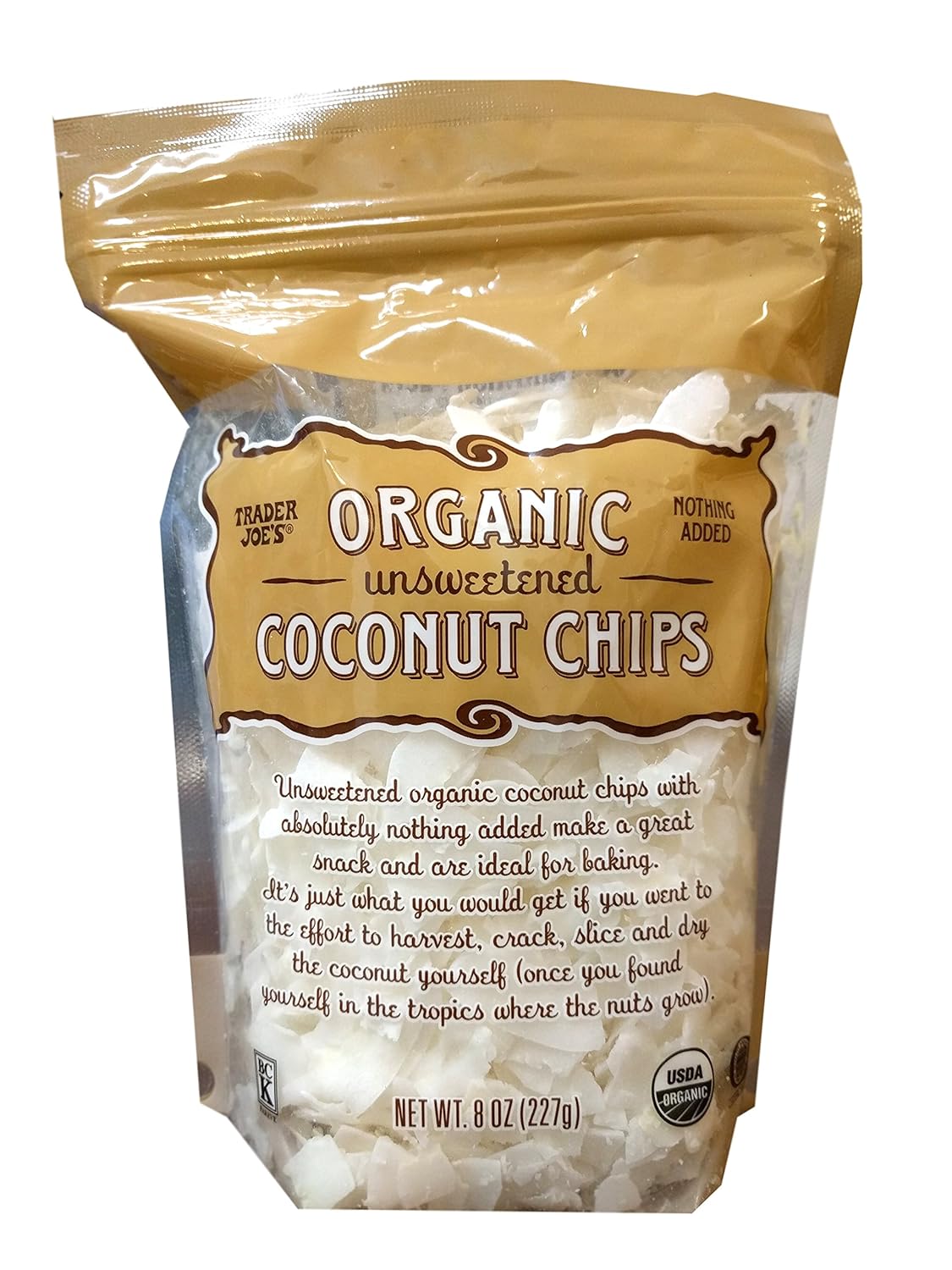 Trader Joe's Organic Unsweetened Coconut Chips (Pack of 1)