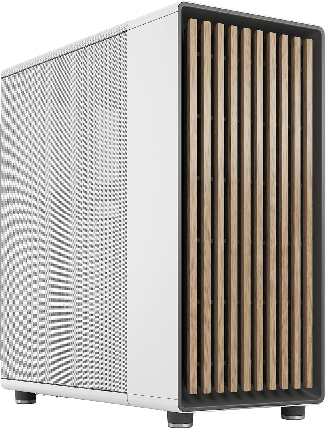 Fractal Design North Chalk White - Genuine Oak Wood Front - Mesh Side Panels - Two 140mm Aspect PWM Fans Included - Type C USB - ATX Airflow Mid Tower PC Gaming Case